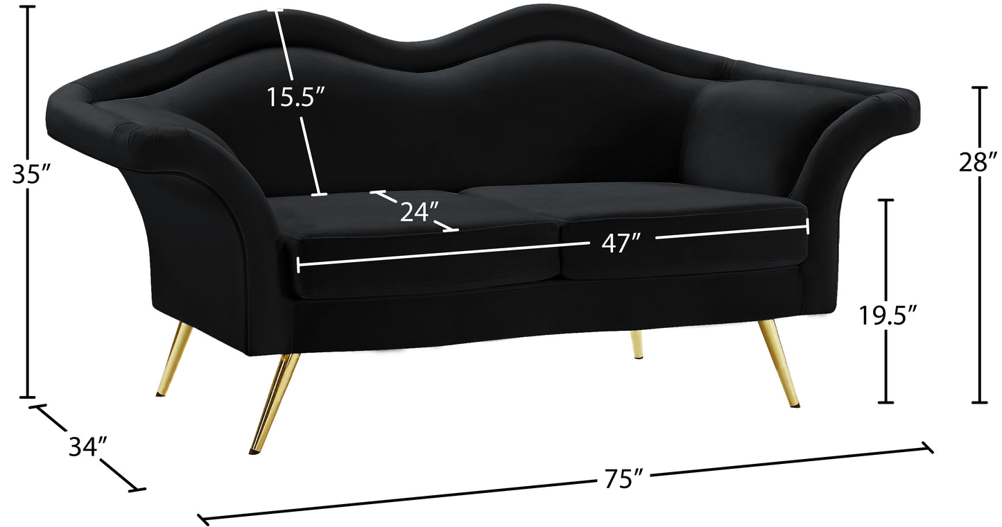 plush black velvet loveseat l