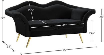 Plush Black Velvet Loveseat L