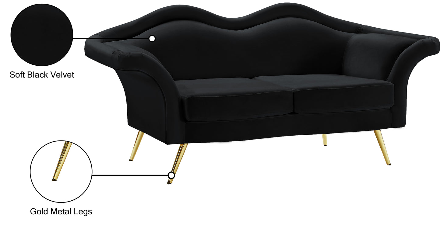 plush black velvet loveseat l