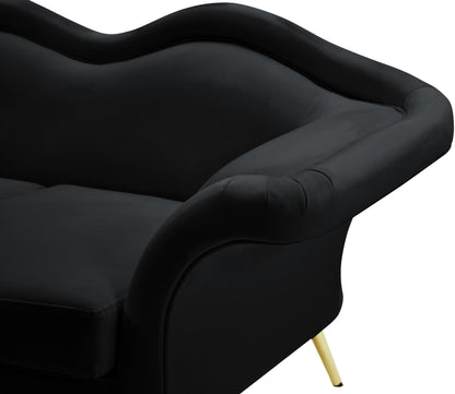 Plush Black Velvet Loveseat L