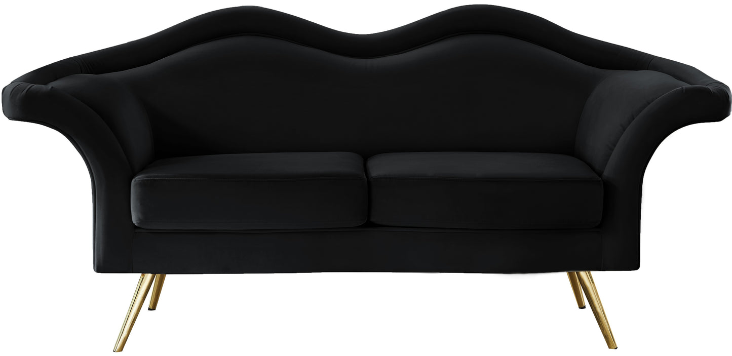 plush black velvet loveseat l