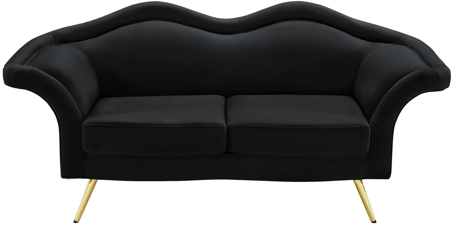 plush black velvet loveseat l