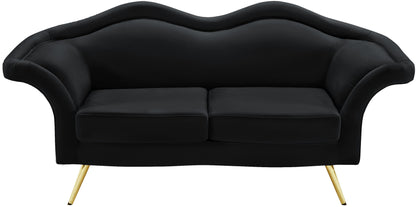 Plush Black Velvet Loveseat L