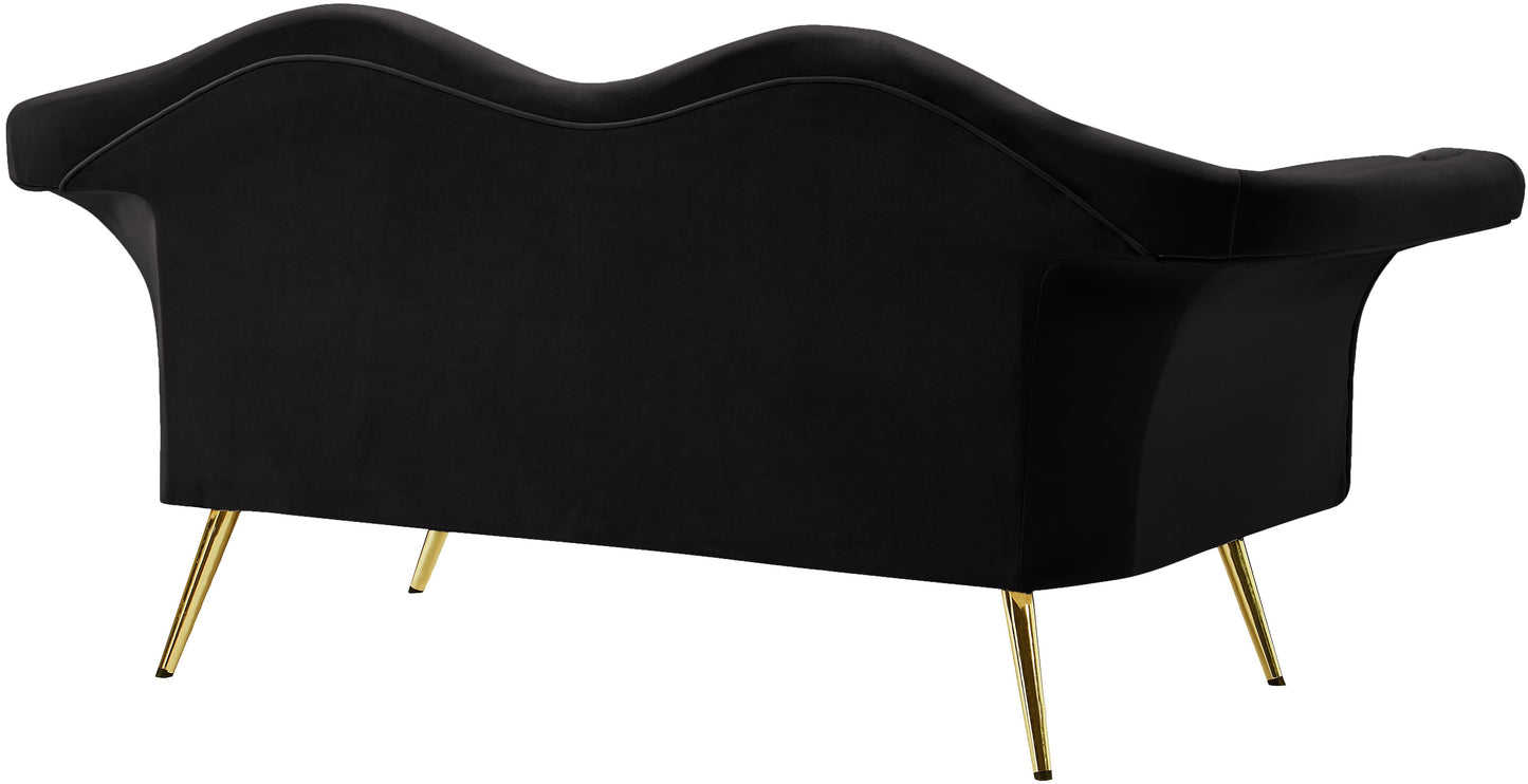 plush black velvet loveseat l