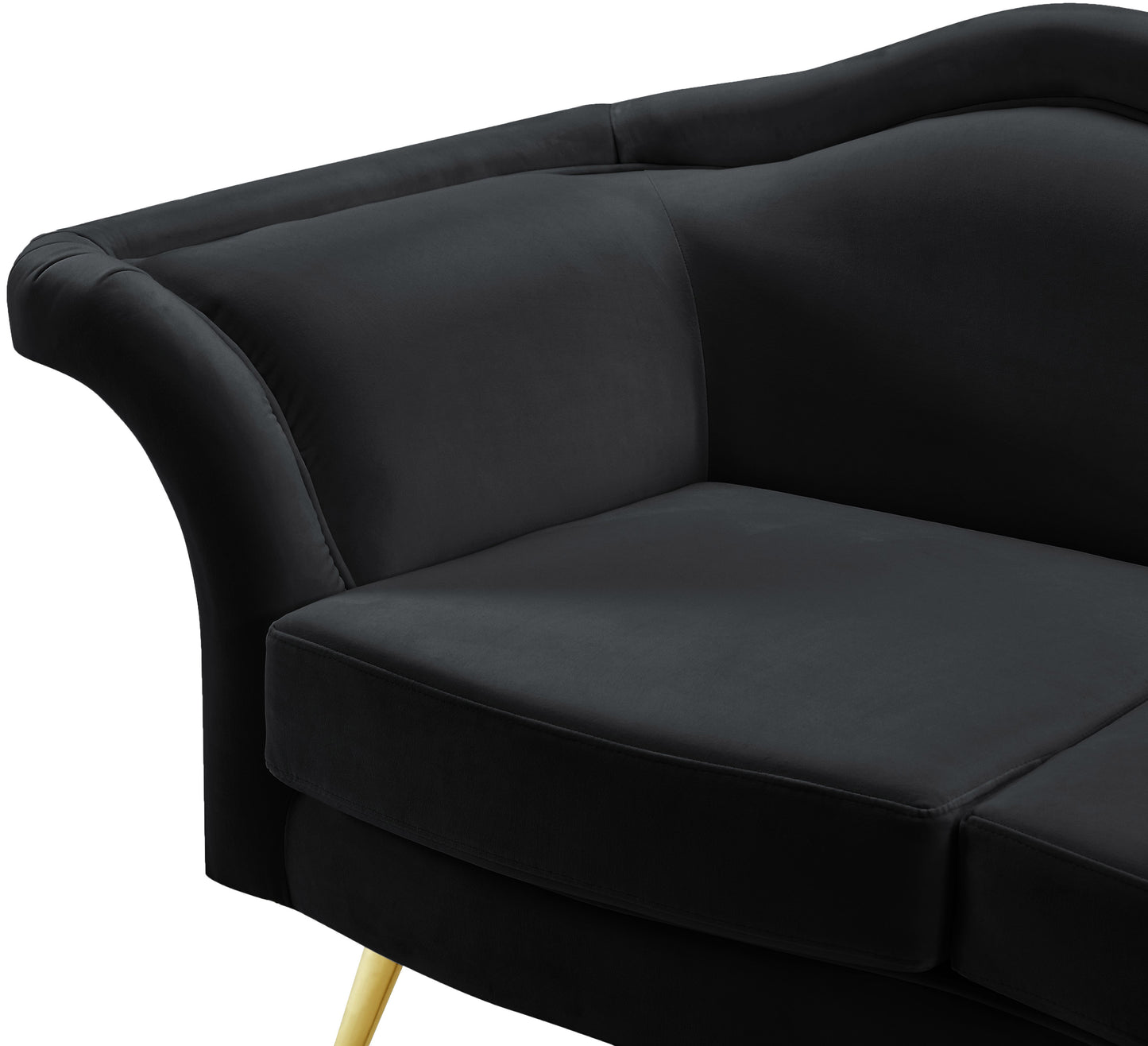 plush black velvet loveseat l