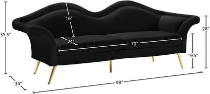 Plush Black Velvet Sofa S