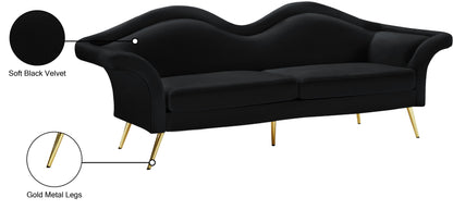 Plush Black Velvet Sofa S