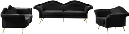 Plush Black Velvet Sofa S