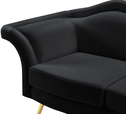 Plush Black Velvet Sofa S