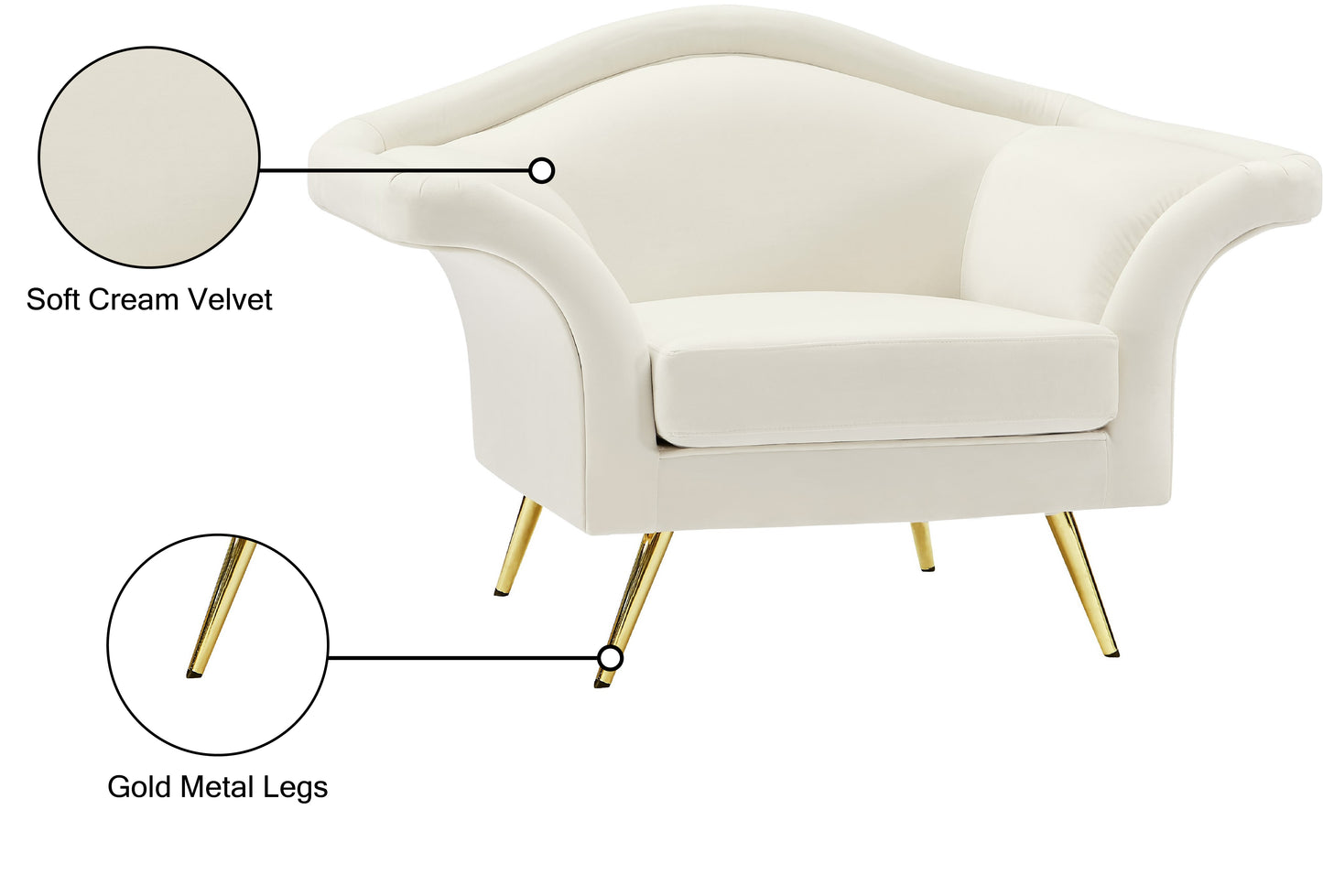 plush cream velvet chair c