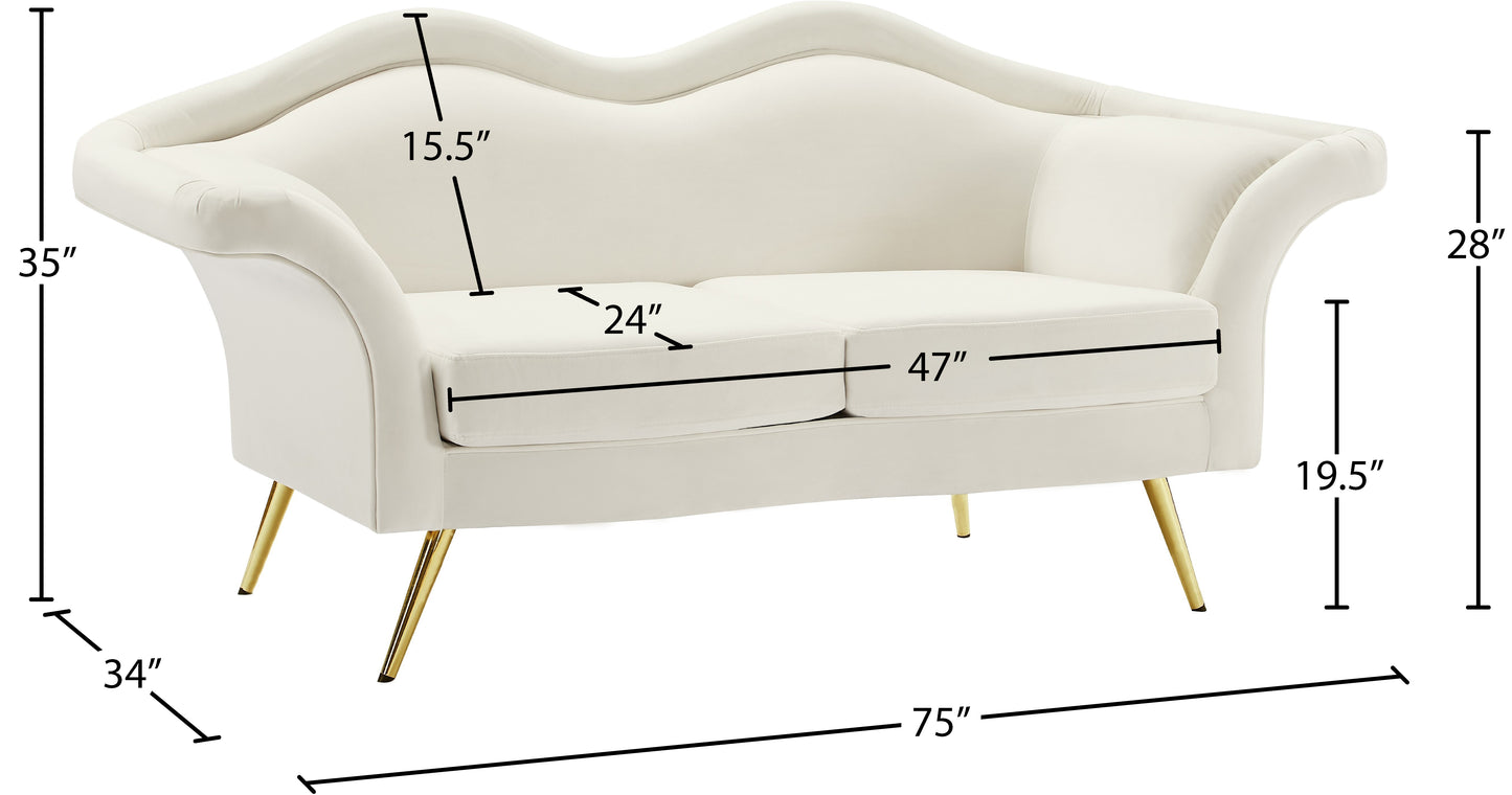 plush cream velvet loveseat l