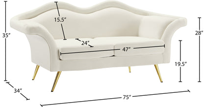 Plush Cream Velvet Loveseat L