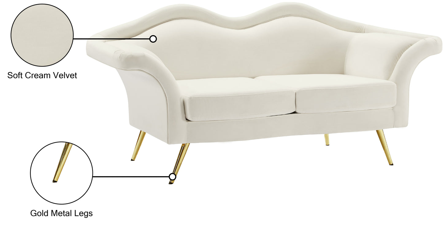 plush cream velvet loveseat l