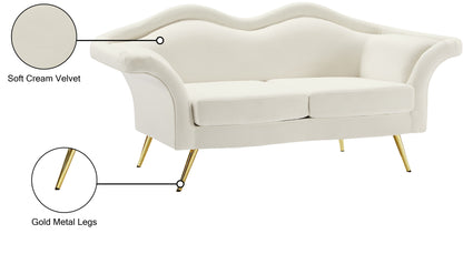 Plush Cream Velvet Loveseat L