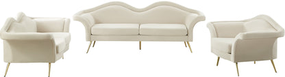 Plush Cream Velvet Loveseat L