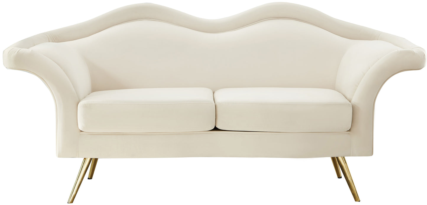 plush cream velvet loveseat l