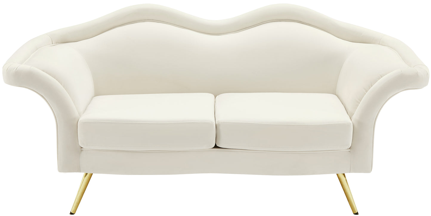 plush cream velvet loveseat l