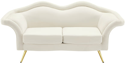 Plush Cream Velvet Loveseat L