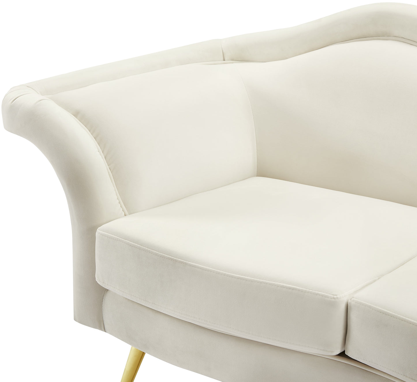 plush cream velvet loveseat l