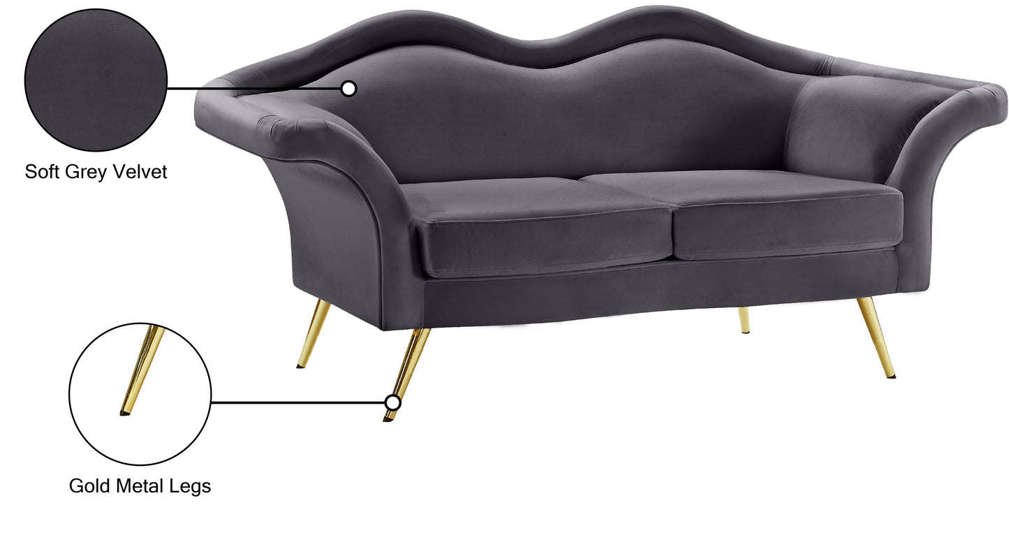 plush grey velvet loveseat l