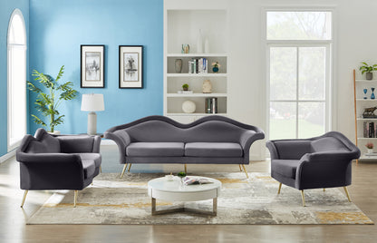 Plush Grey Velvet Loveseat L