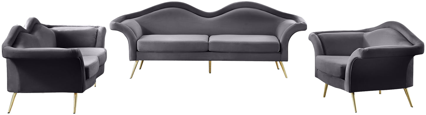 plush grey velvet loveseat l