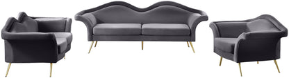 Plush Grey Velvet Loveseat L