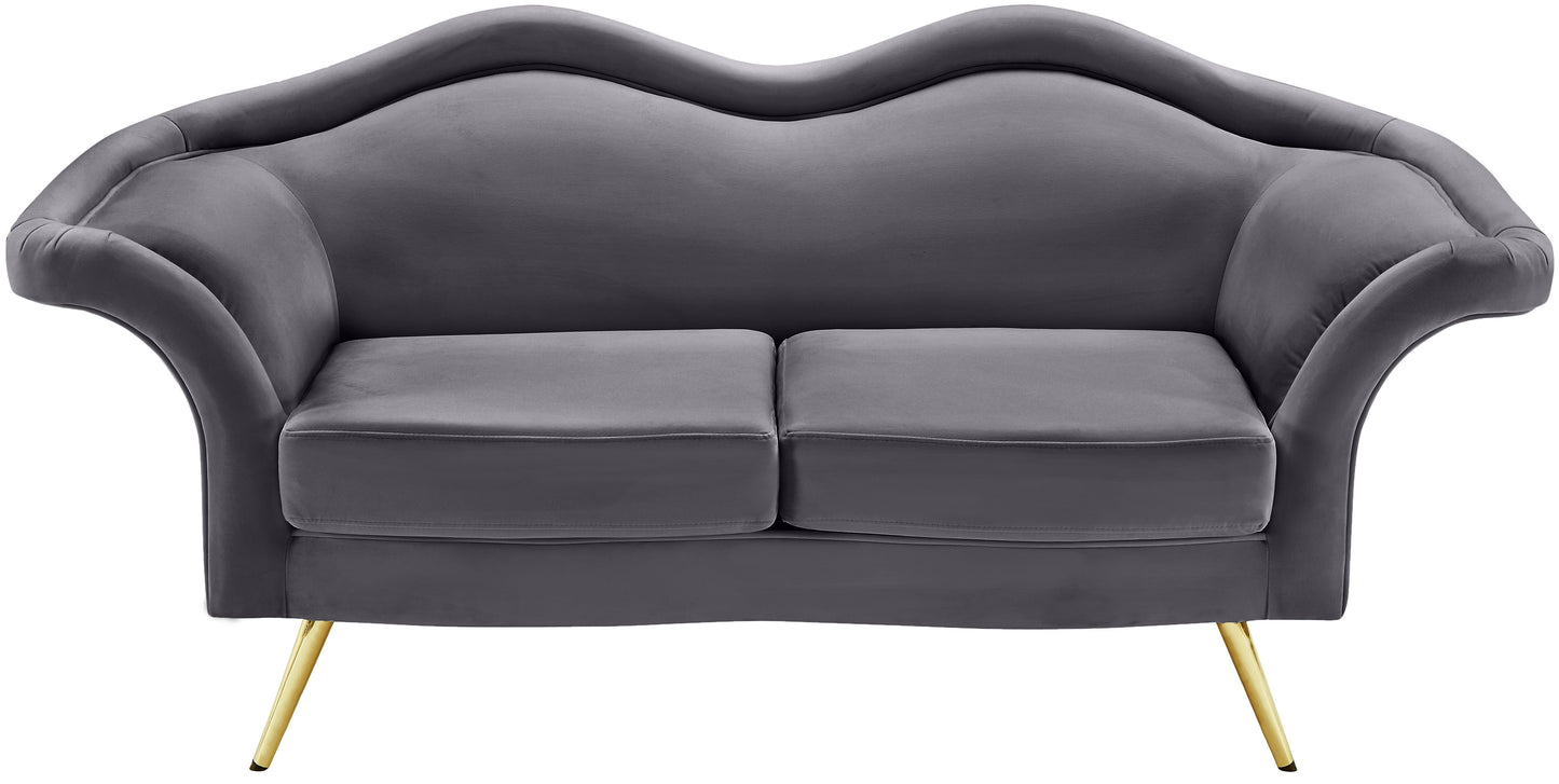 plush grey velvet loveseat l