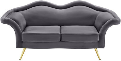 Plush Grey Velvet Loveseat L