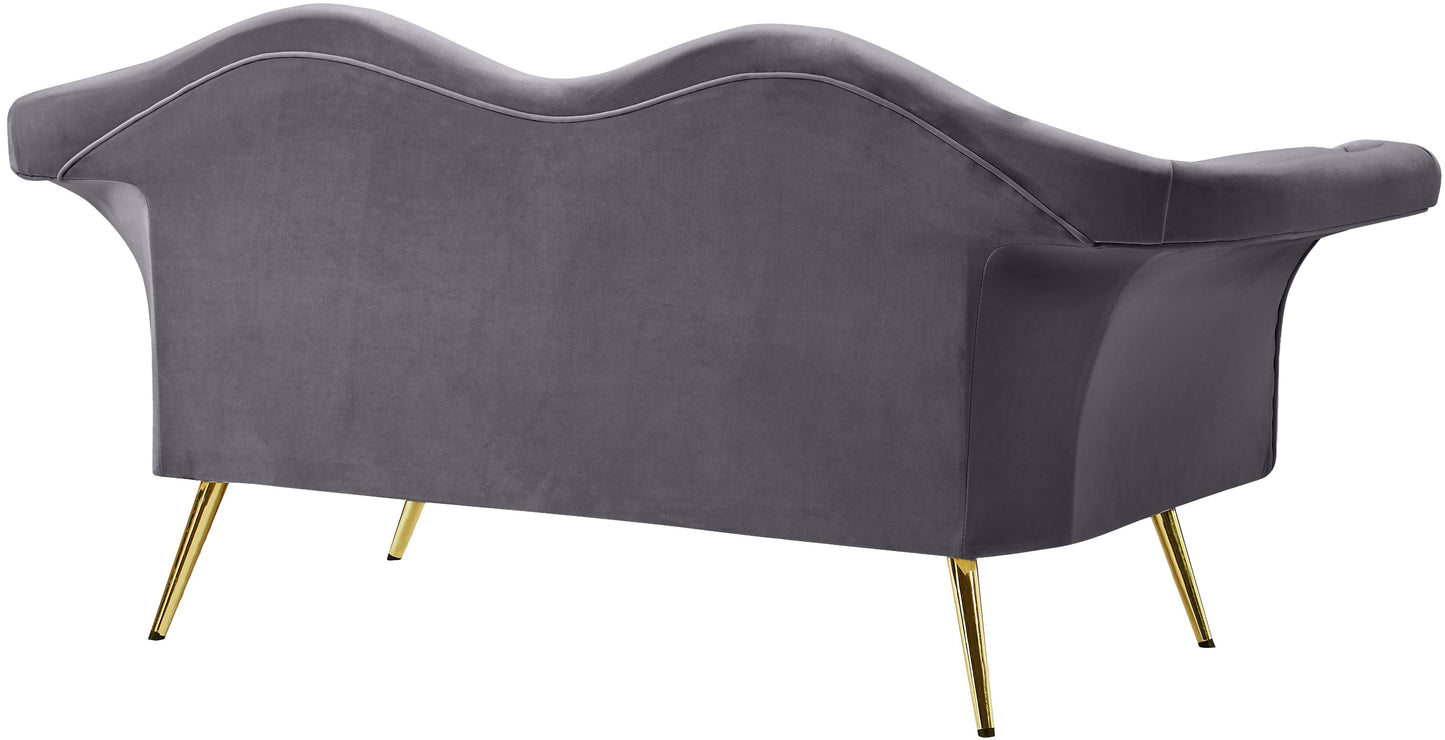 plush grey velvet loveseat l