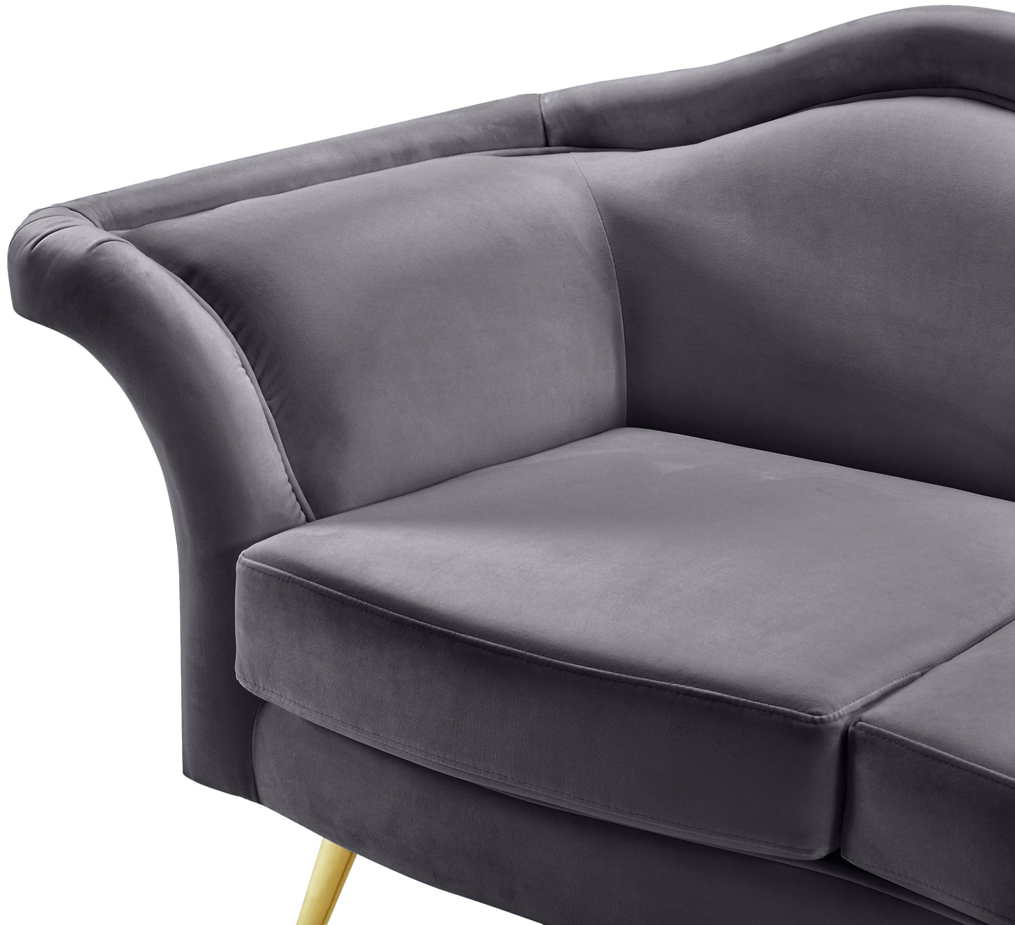 plush grey velvet loveseat l