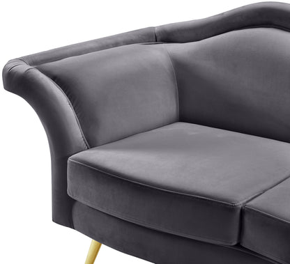 Plush Grey Velvet Loveseat L