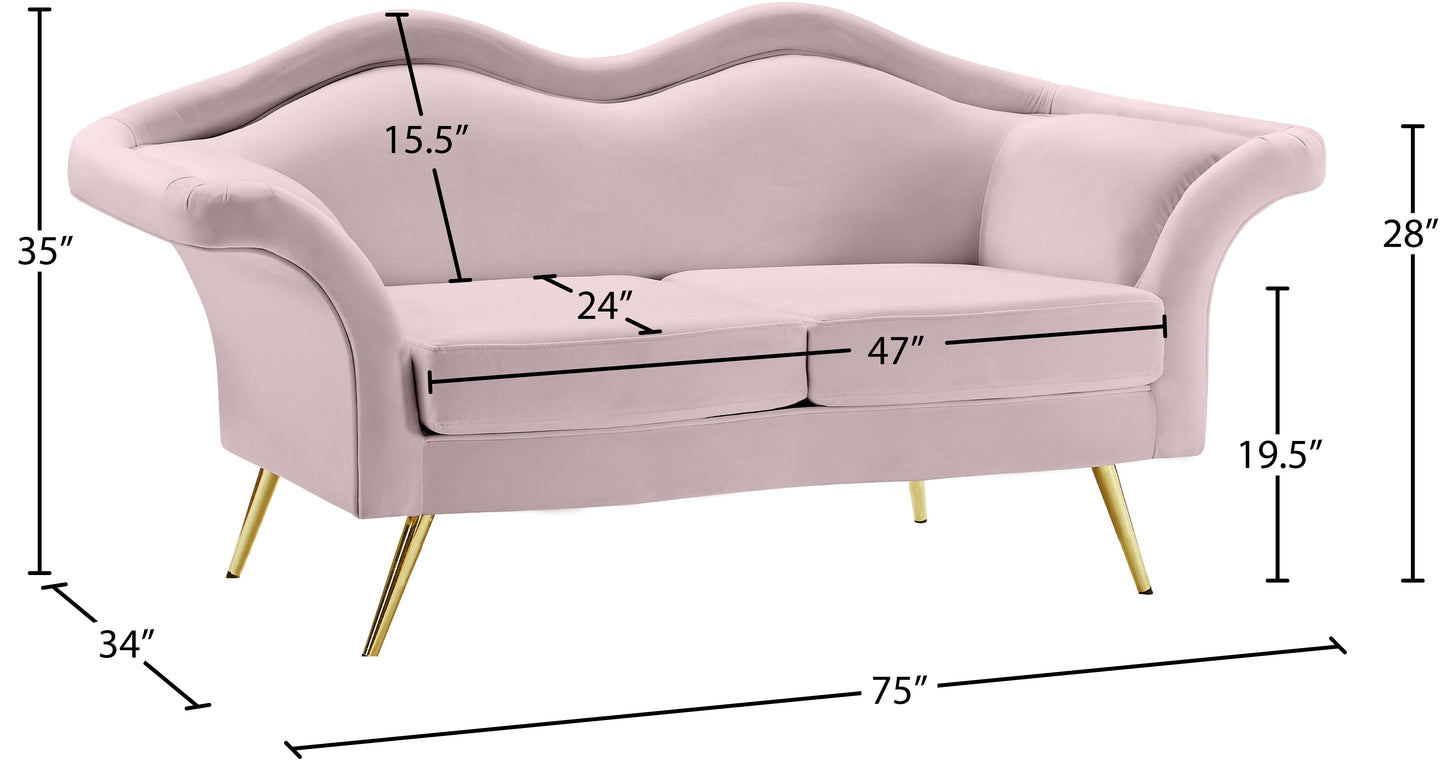 plush pink velvet loveseat l