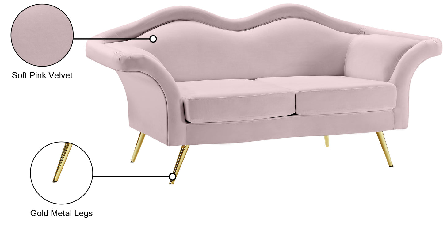 plush pink velvet loveseat l