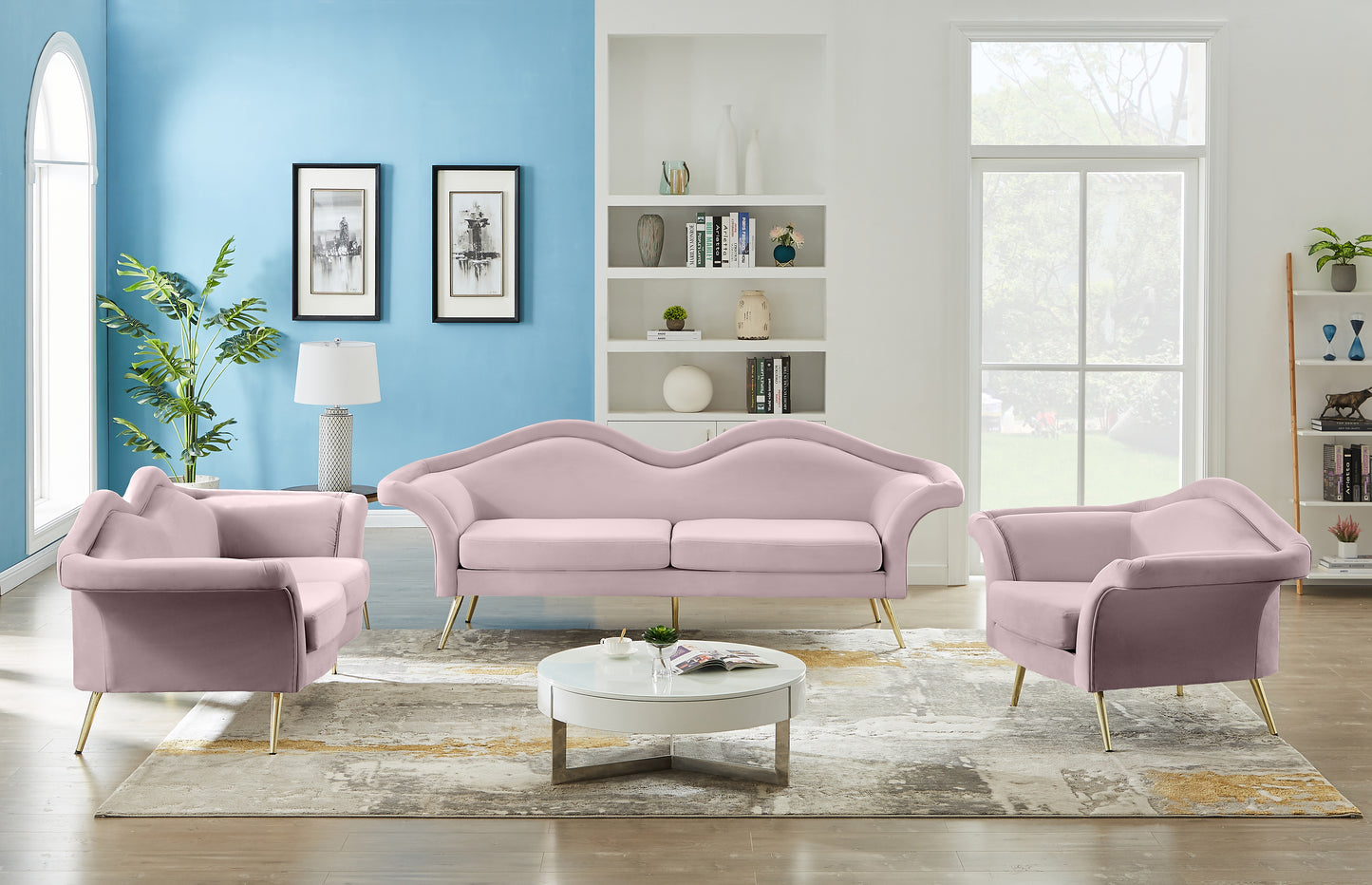 plush pink velvet loveseat l