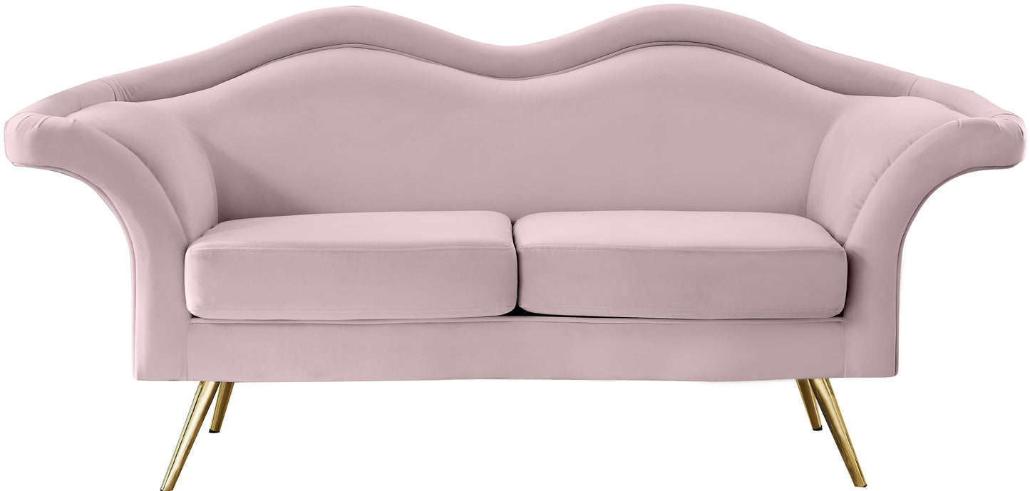 plush pink velvet loveseat l