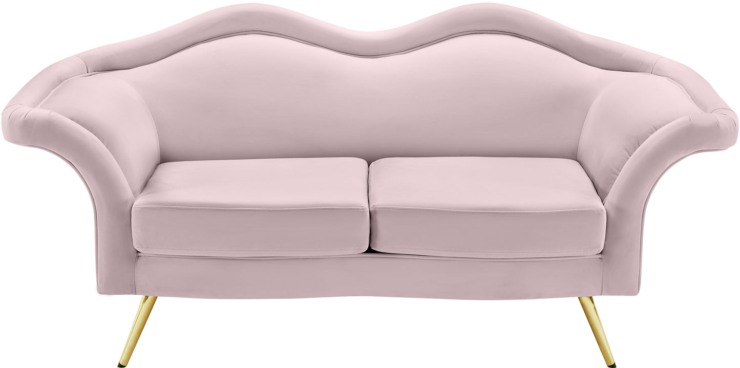 plush pink velvet loveseat l