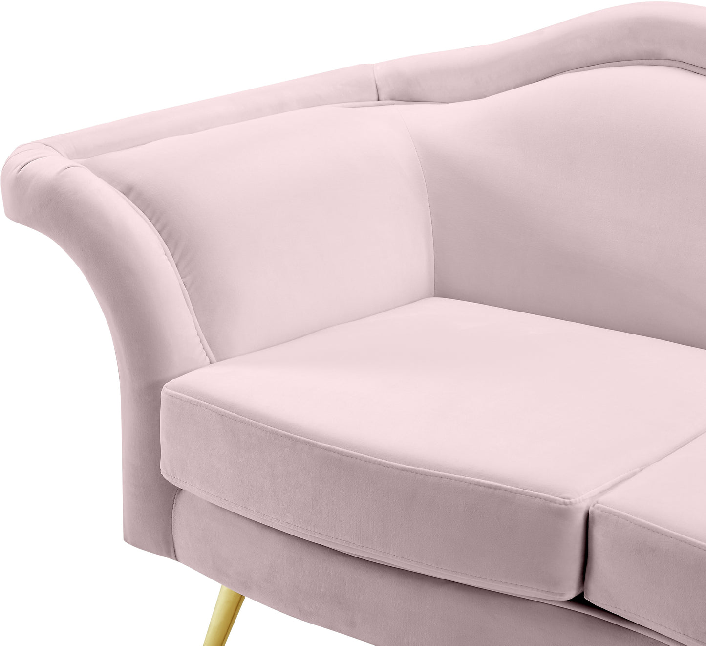 plush pink velvet loveseat l