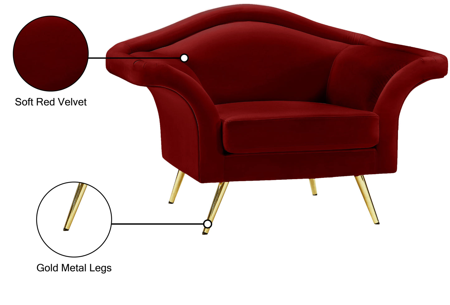 plush red velvet chair c