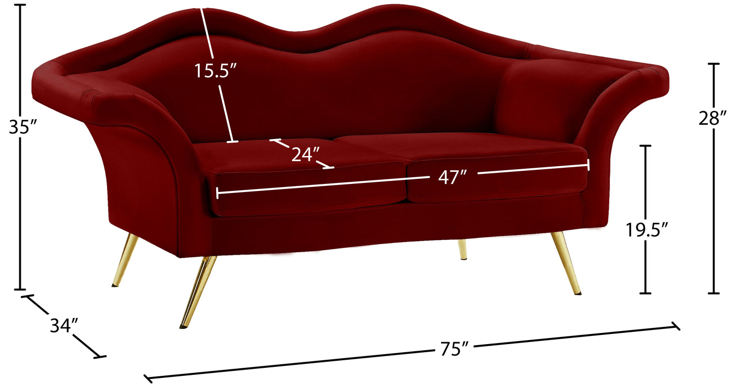 plush red velvet loveseat l