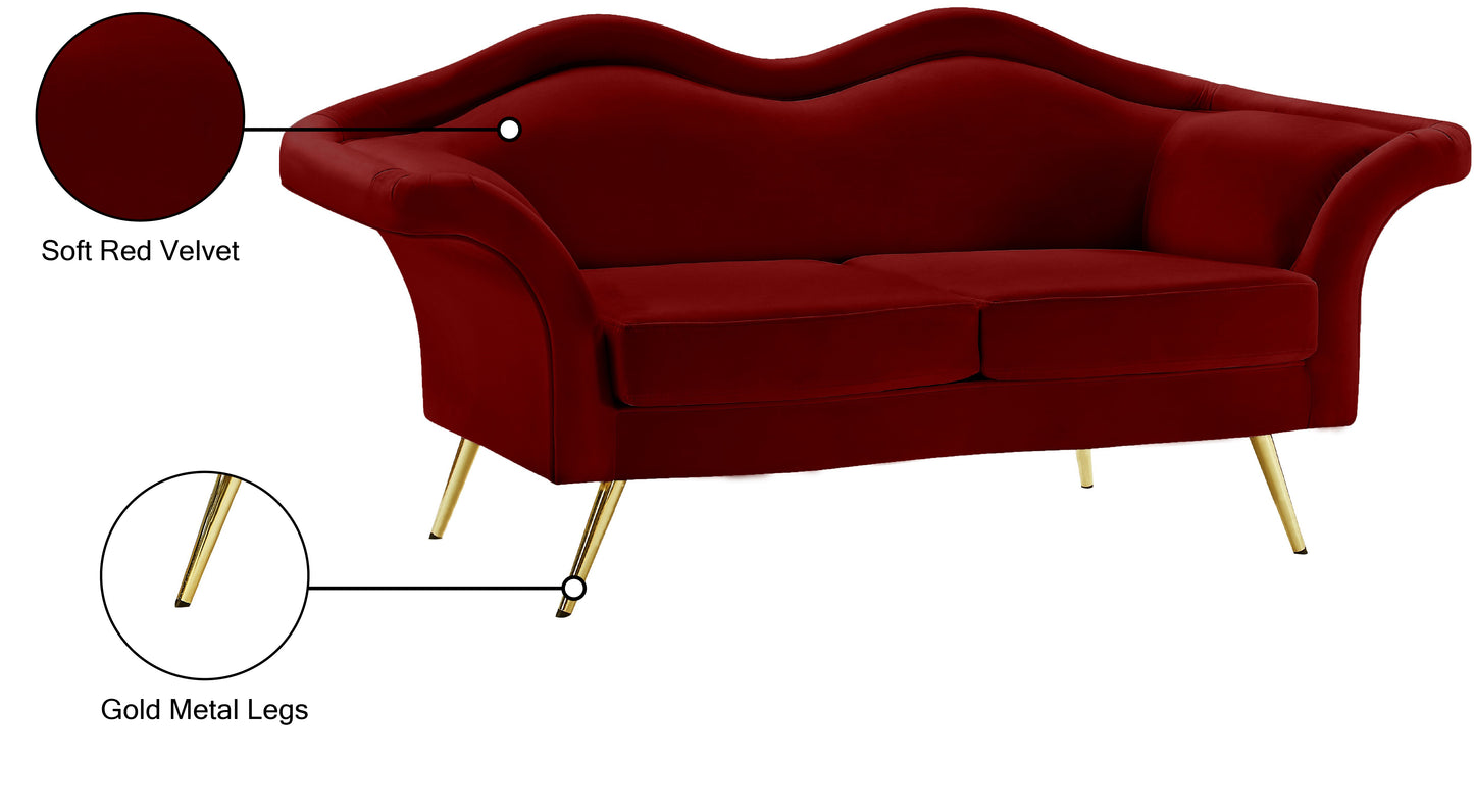 plush red velvet loveseat l