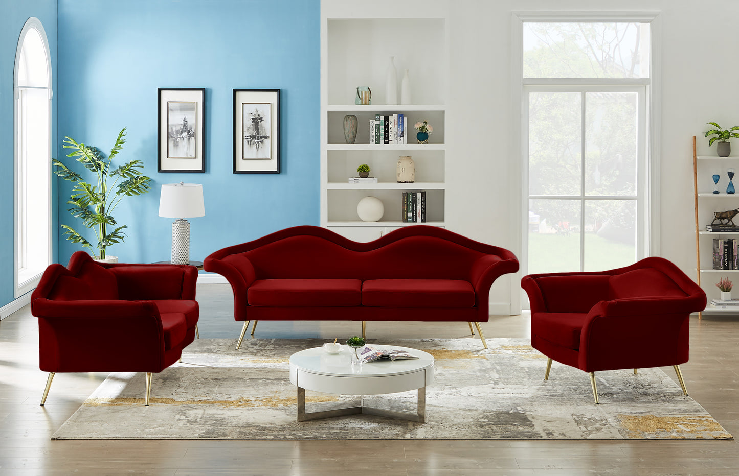 plush red velvet loveseat l