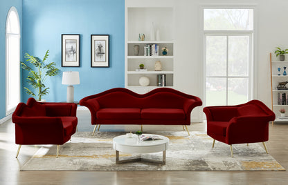 Plush Red Velvet Loveseat L