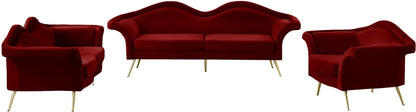 Plush Red Velvet Loveseat L