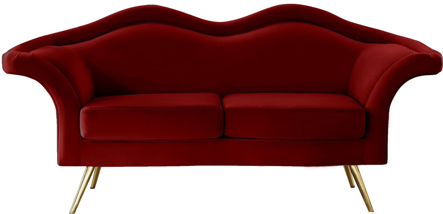 plush red velvet loveseat l