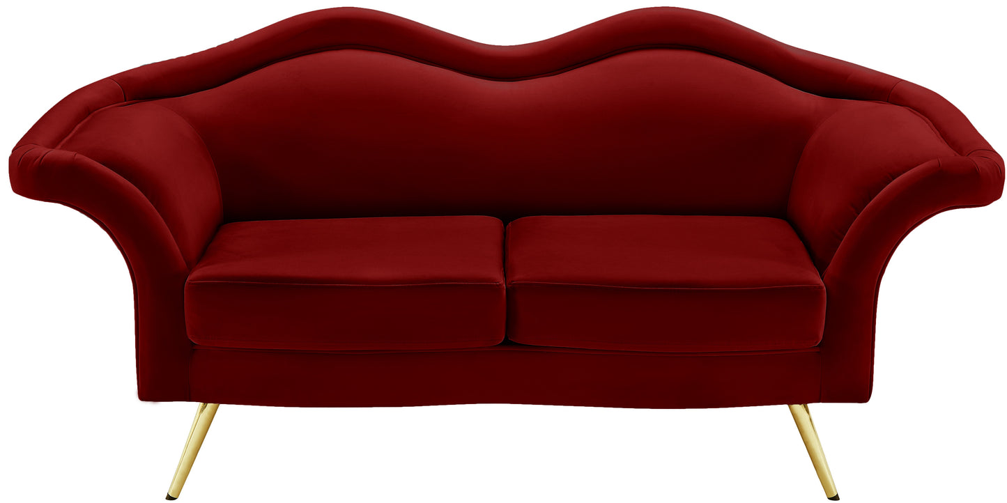 plush red velvet loveseat l