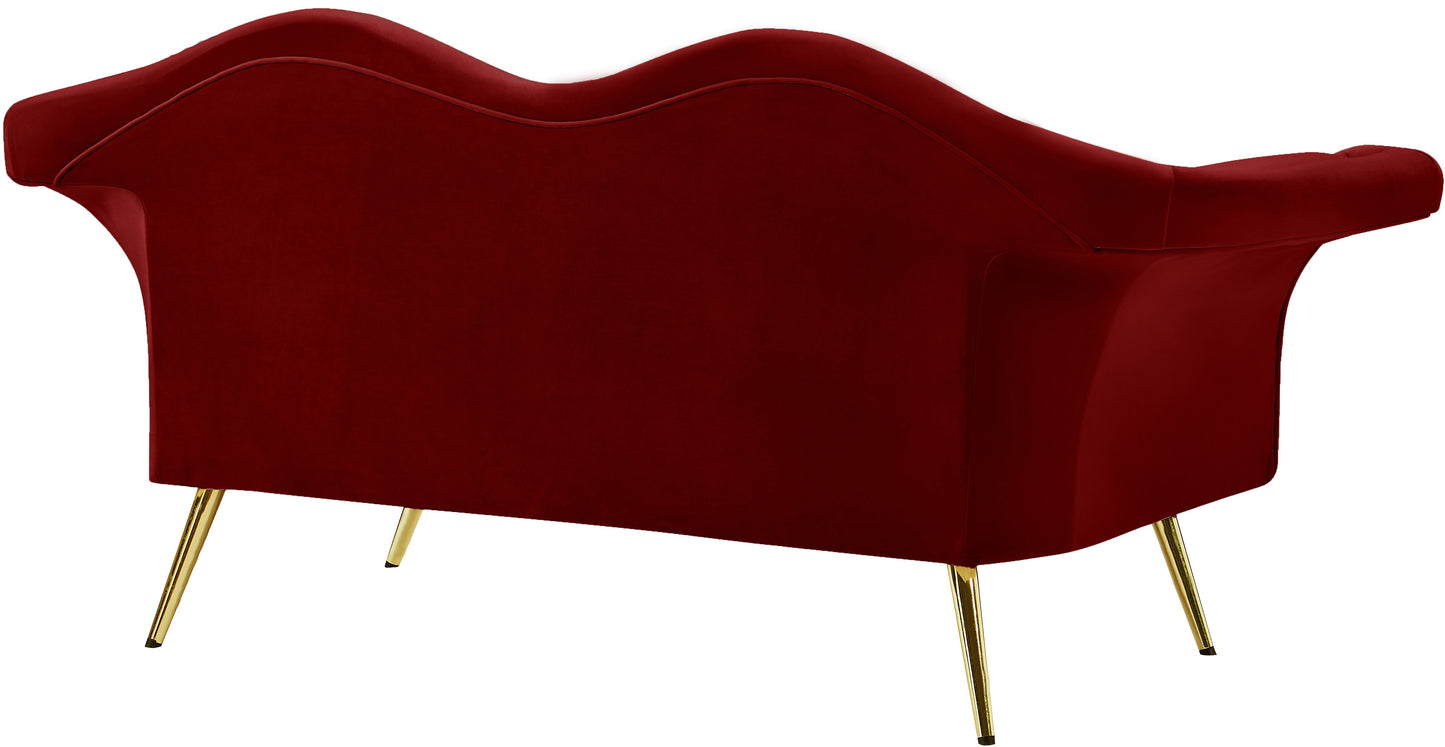 plush red velvet loveseat l