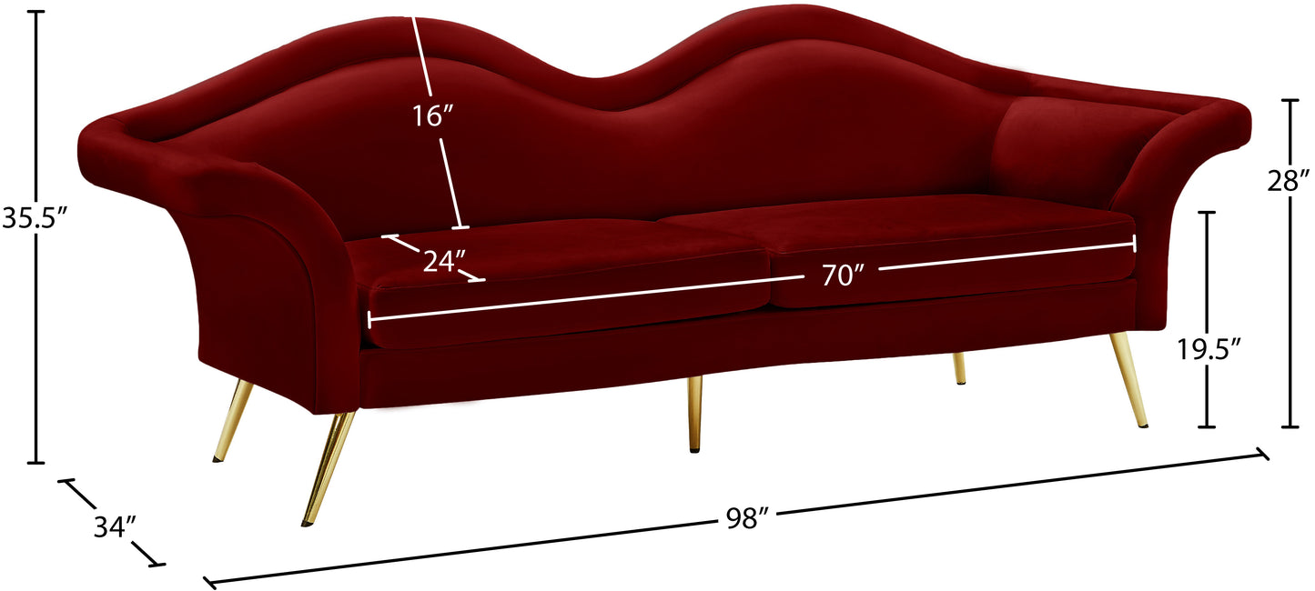 plush red velvet sofa s