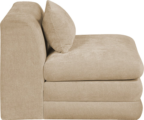 Willow Beige Chenille Fabric Upholstered Armless Chair, 1 Piece