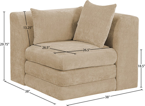 Willow Beige Chenille Fabric Upholstered Corner Chair, 1 Piece